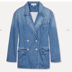 Something Navy Double Breasted Denim Blazer NWT